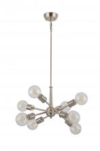  LIT2532SN+MC - 8x60, E26 Light Pendant in Satin Nickel finish with replaceable sockets in black, Satin Nickel