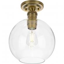  P350046-163 - Hansford Collection One-Light Vintage Brass Clear Glass Farmhouse Flush Mount Light