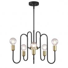 Westinghouse 6576000 - 6 Light Chandelier Matte Black Finish with Antique Brass Accents