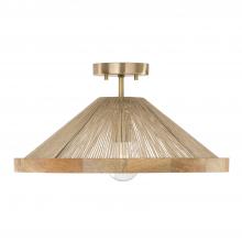 Capital Canada 252811MA - 1-Light Dual Mount Pendant in Matte Brass with Mango Wood and Handwrapped Natural Jute Rope String