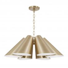  354961MA - 6-Light Modern Pendant in Matte Brass with Painted White Interior