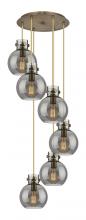  116-410-1PS-BB-G410-8SM - Newton Sphere - 6 Light - 19 inch - Brushed Brass - Cord hung - Multi Pendant