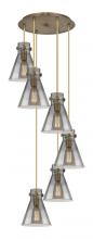  116-410-1PS-BB-G411-8SM - Newton Cone - 6 Light - 19 inch - Brushed Brass - Multi Pendant