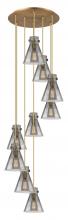  119-410-1PS-BB-G411-8SM - Newton Cone - 9 Light - 22 inch - Brushed Brass - Multi Pendant