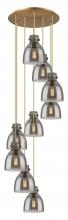  119-410-1PS-BB-G412-8SM - Newton Bell - 9 Light - 22 inch - Brushed Brass - Multi Pendant