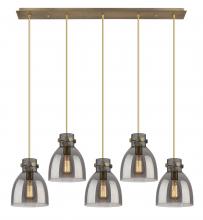  125-410-1PS-BB-G412-8SM - Newton Bell - 5 Light - 40 inch - Brushed Brass - Linear Pendant