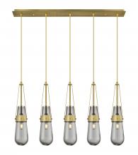  125-452-1P-BB-G452-4SM - Milan - 5 Light - 36 inch - Brushed Brass - Linear Pendant