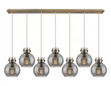  127-410-1PS-BB-G410-8SM - Newton Sphere - 7 Light - 52 inch - Brushed Brass - Cord hung - Linear Pendant