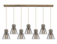  127-410-1PS-BB-G411-8SM - Newton Cone - 7 Light - 52 inch - Brushed Brass - Linear Pendant