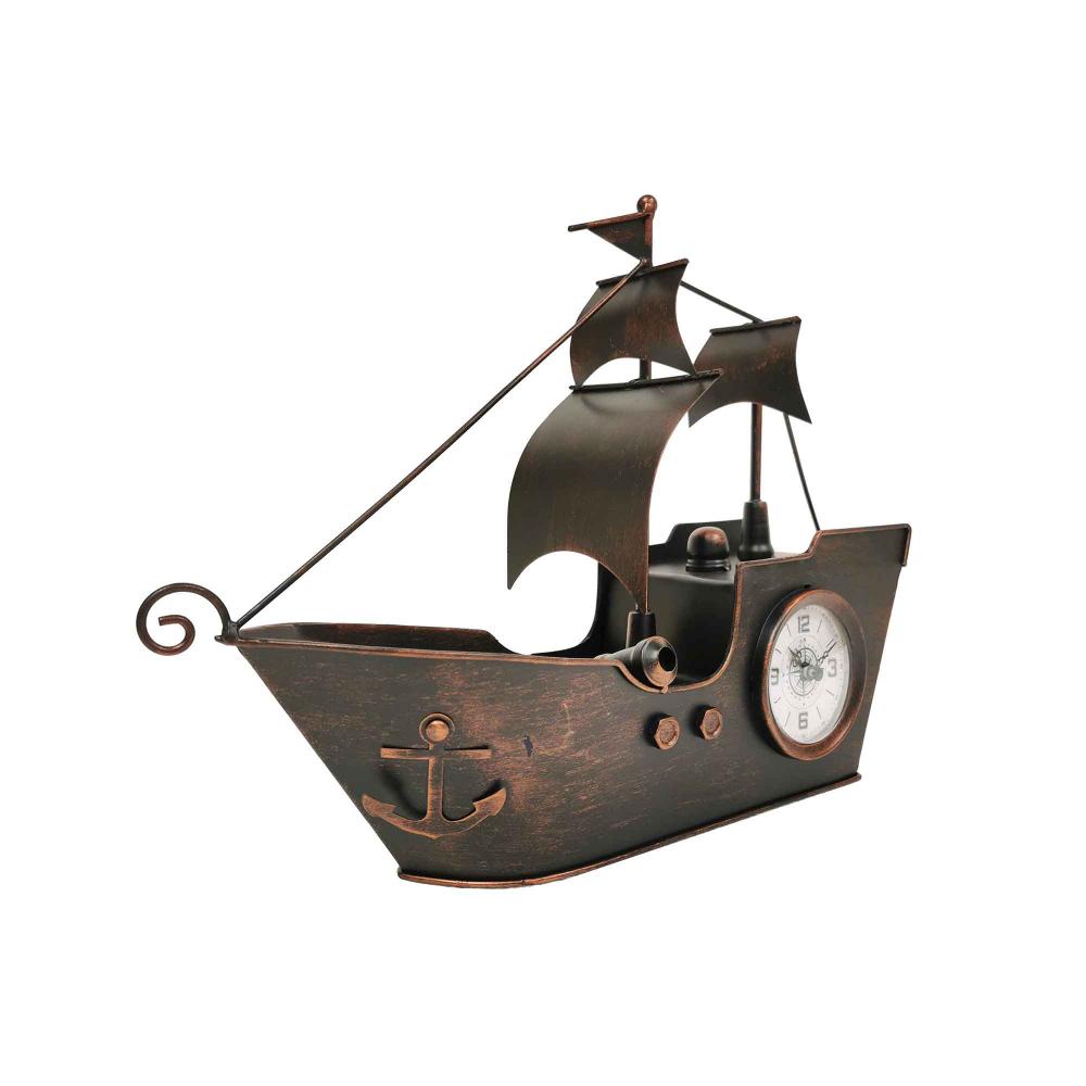 Ciana Designs - Table Clock - Brush Brown Sailboat