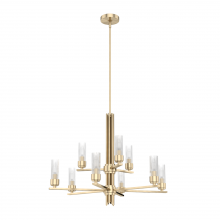  19787 - Hunter Gatz Alturas Gold with Clear Fluted Glass 9 Light Chandelier Ceiling Light Fixture