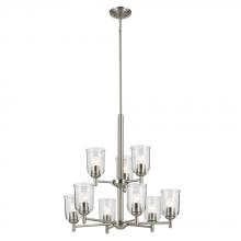  43672NICLR - Shailene 26.5" 9-Light 2-Tier Chandelier with Clear Glass in Brushed Nickel