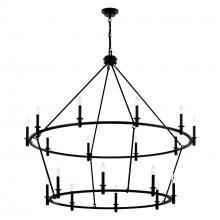 Kichler 52708BK - Carrick 54.25 Inch 18 Light 2-Tier Chandelier in Black