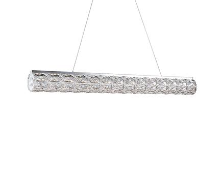 Linear LED Cylinder Pendant with Exquisite Diamond Cut Clear Crystals