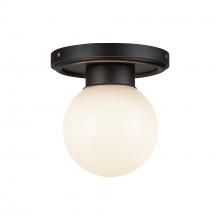  SF407306MBGO - Fiore 6-in Matte Black/Glossy Opal Glass 1 Light Semi-Flush